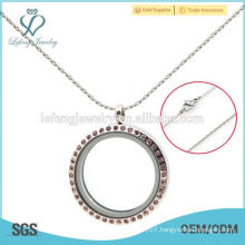 New design 2mm 20" small stainless steel silver chain, floating glass memory charms locket different necklace styles